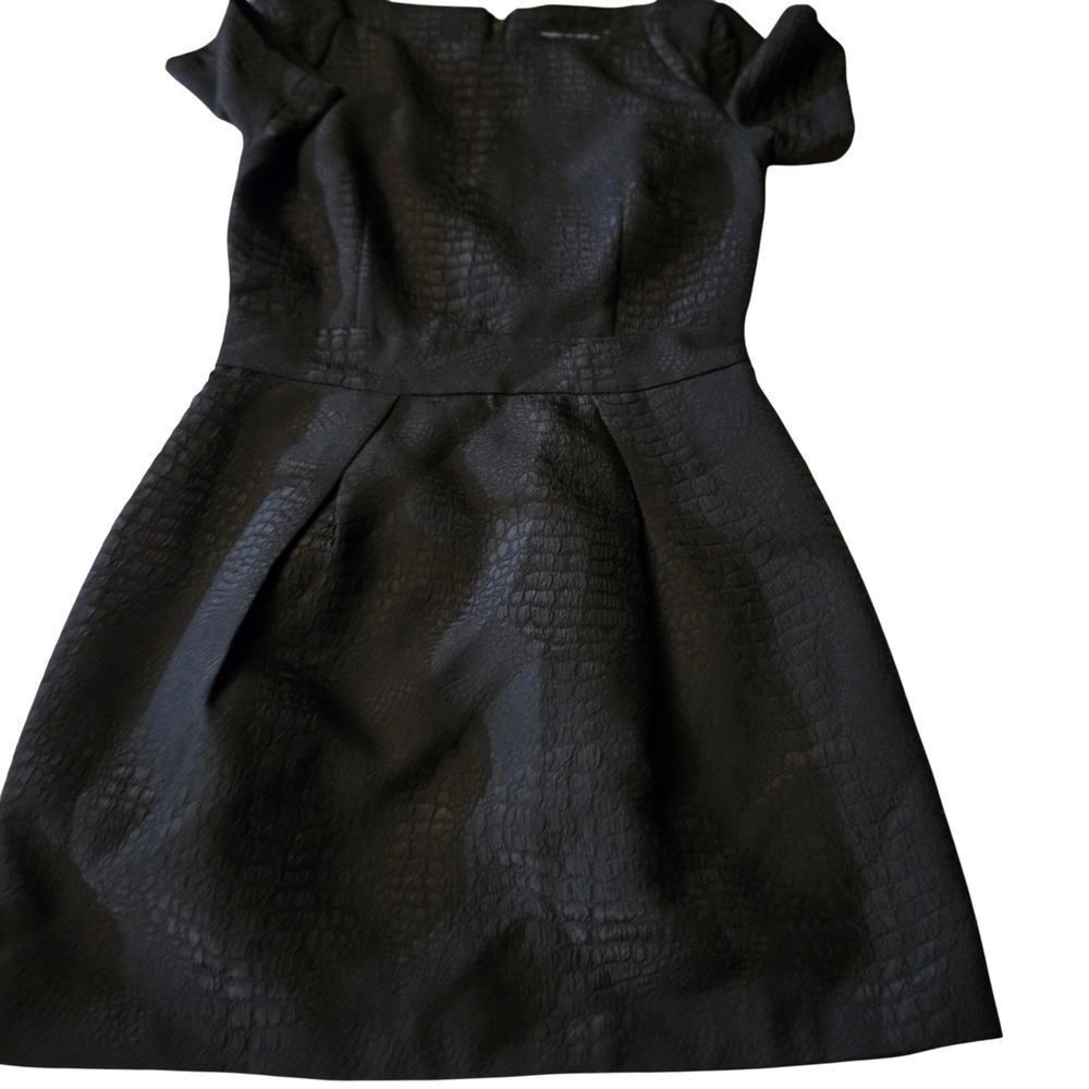 French Connection Black Crocodile Embossed Jacquard Mini Dress Size 6